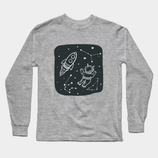 Space. Astronaut, rocket, constellations. space vector illustration-01 Long Sleeve T-Shirt